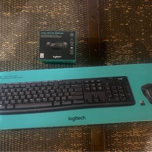 Logitech Black Wireless Keyboard and Webcam Set